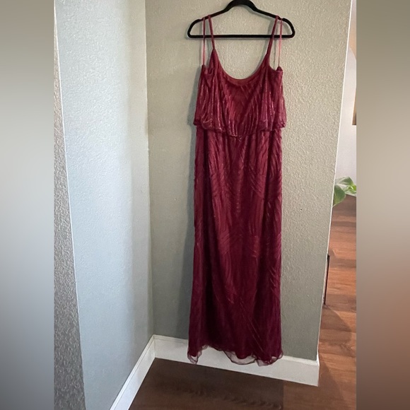 Revelry Gigi Geo Sequin Maxi Formal Dress in the color Cabernet - Picture 3 of 8